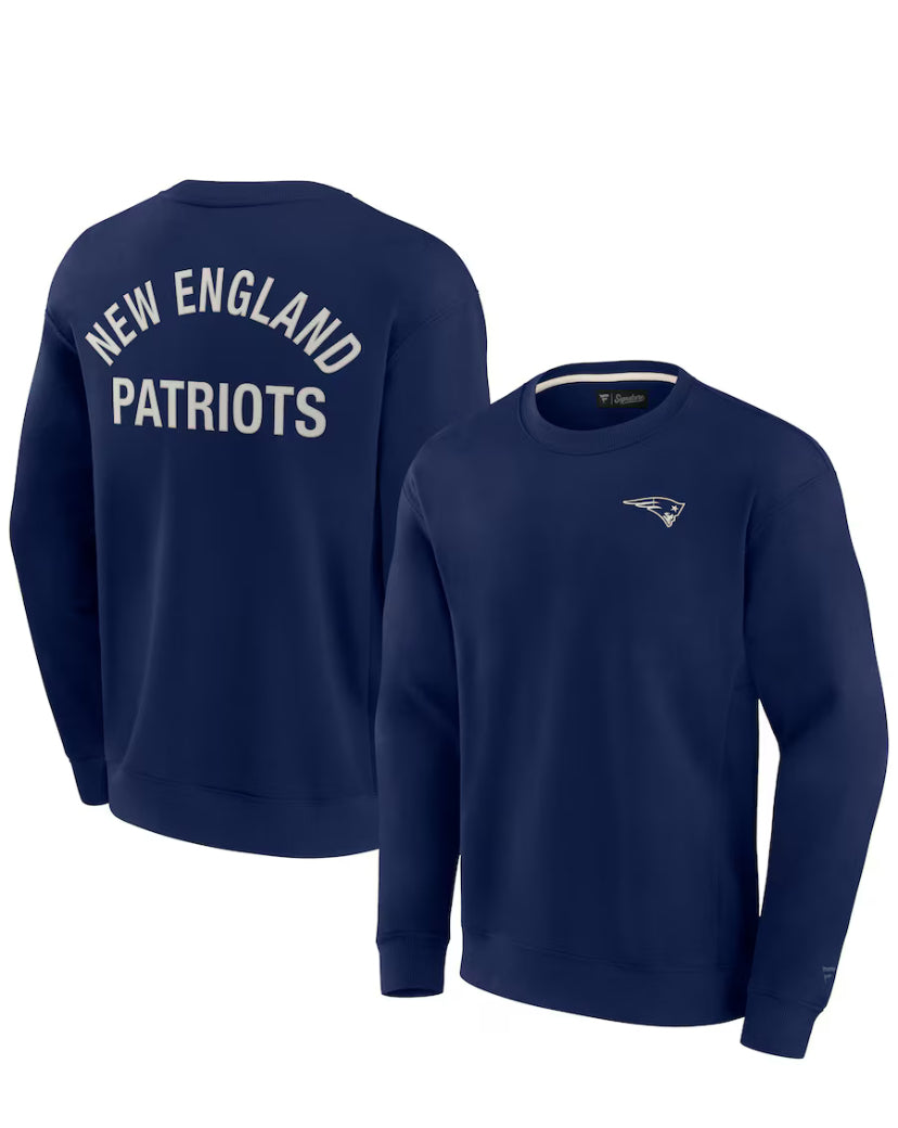 New England Patriots Fanatics Unisex Super Soft Pullover Crew Sweatshirt - College Navy