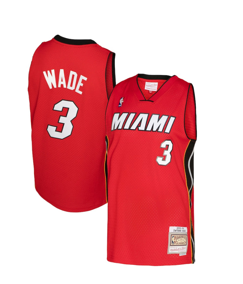 Men's Mitchell & Ness Dwyane Wade Miami Heat Red NBA Hardwood Classics Swingman Jersey