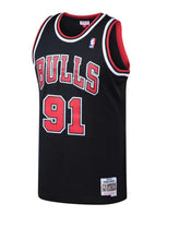 Load image into Gallery viewer, Men’s Mitchell &amp; Ness Dennis Rodman Chicago Bulls Black Hardwood Classics Swingman Jersey
