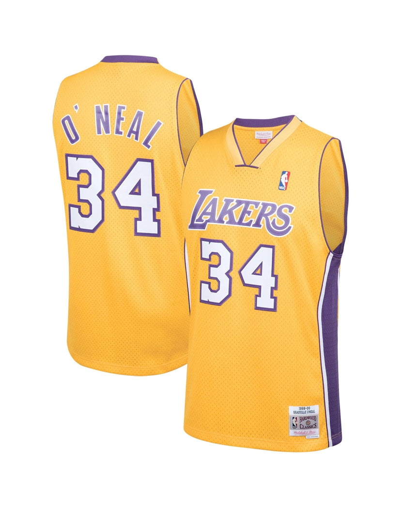 Men's Mitchell & Ness Shaquille O'Neal Los Angeles Lakers Yellow NBA Hardwood Classics Swingman Jersey