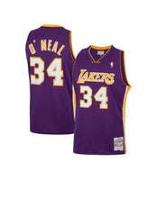 Load image into Gallery viewer, Men&#39;s Mitchell &amp; Ness Shaquille O&#39;Neal Los Angeles Lakers Purple NBA Hardwood Classics Swingman Jersey
