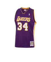 Load image into Gallery viewer, Men&#39;s Mitchell &amp; Ness Shaquille O&#39;Neal Los Angeles Lakers Purple NBA Hardwood Classics Swingman Jersey
