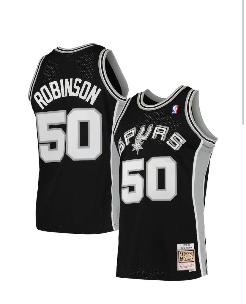 Men's Mitchell & Ness David Robinson San Antonio Spurs Black NBA Hardwood Classics Swingman Jersey