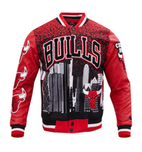 Load image into Gallery viewer, Men&#39;s Chicago Bulls City View &quot;SIX TIME NBA FINALS CHAMPIONS&quot; Red &amp; Black Varsity NBA Jacket
