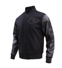 Load image into Gallery viewer, Men&#39;s Kansas City Chiefs Team Logo Triple Black Varsity NFL Jacket
