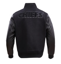 Load image into Gallery viewer, Men&#39;s Kansas City Chiefs Team Logo Triple Black Varsity NFL Jacket
