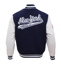 Load image into Gallery viewer, Men&#39;s New York Yankees Script Tail Navy &amp; White Varsity MLB Jacket
