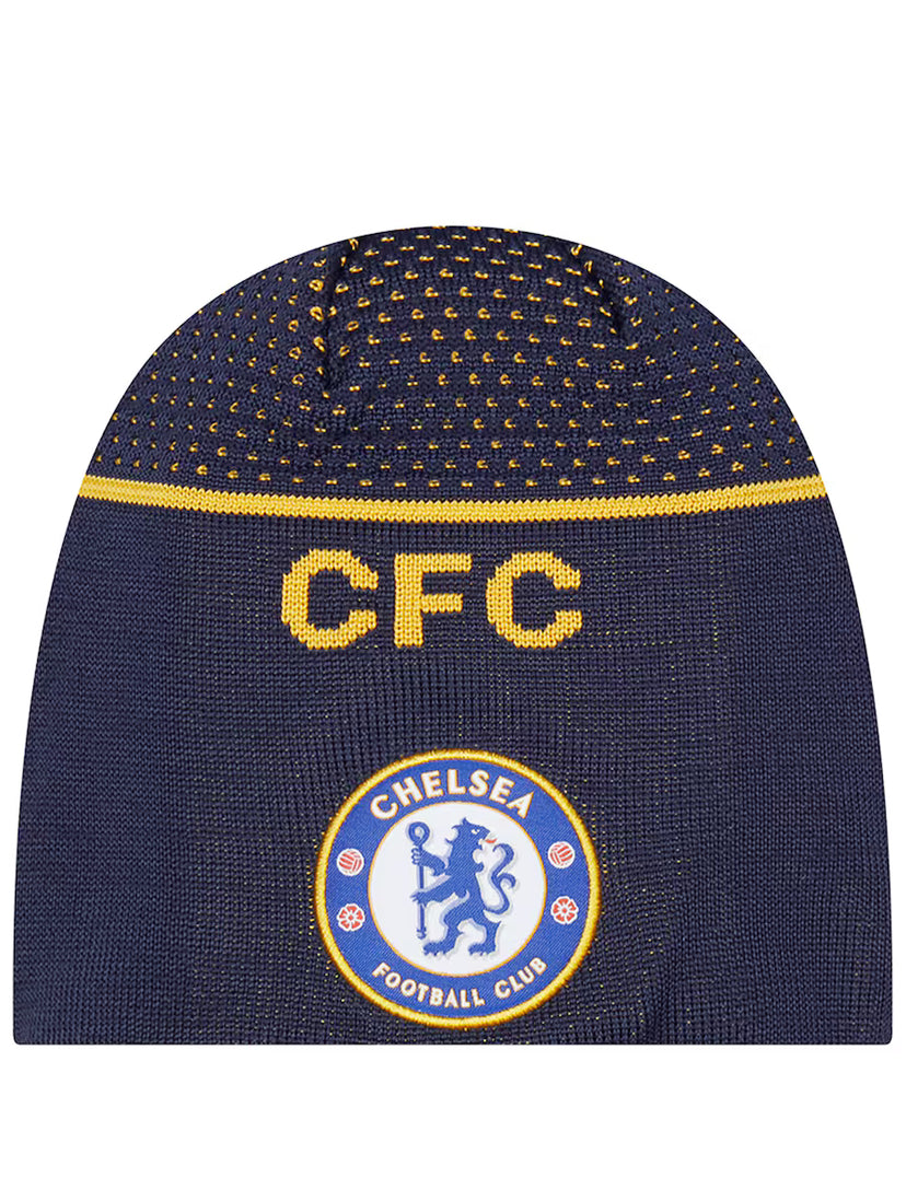 Chelsea FC New Era Knitted Football/Soccer Navy Blue & Yellow Winter Hat/Toque/Beanie