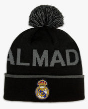 Load image into Gallery viewer, Real Madrid Knitted Football/Soccer Black &amp; Grey Winter Hat/Toque/Beanie
