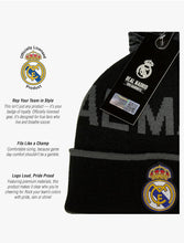 Load image into Gallery viewer, Real Madrid Knitted Football/Soccer Black &amp; Grey Winter Hat/Toque/Beanie
