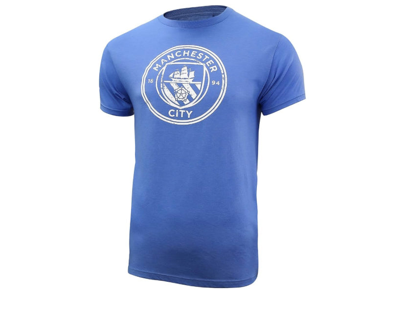 Men's Manchester City Vintage Team Logo Light Blue Soccer T-Shirt / Tee