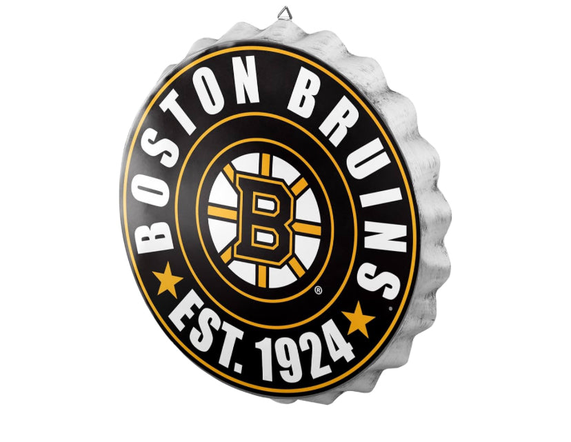 Boston Bruins Black Team Logo Bottle Cap Wall Sign