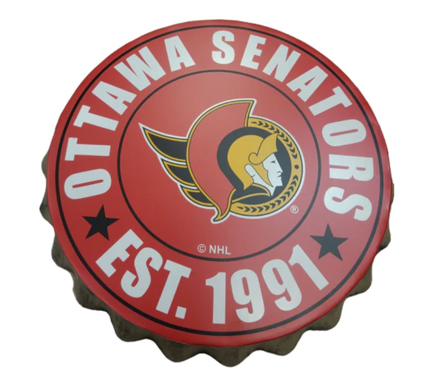 Ottawa Senators Red Team Logo Bottle Cap Wall Sign