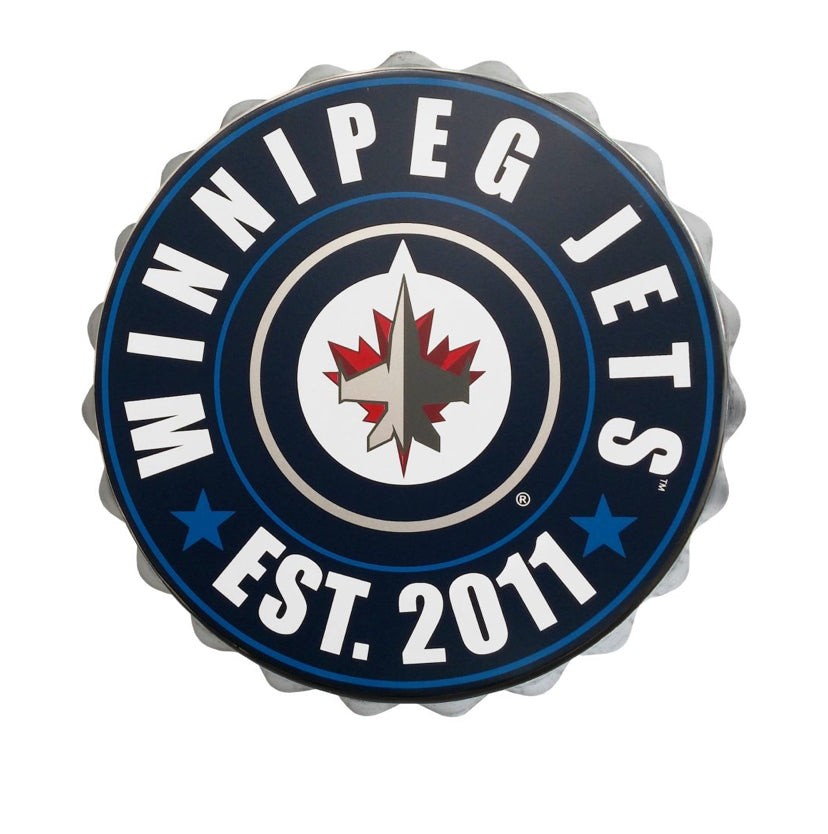 Winnipeg Jets Blue Team Logo Bottle Cap Wall Sign