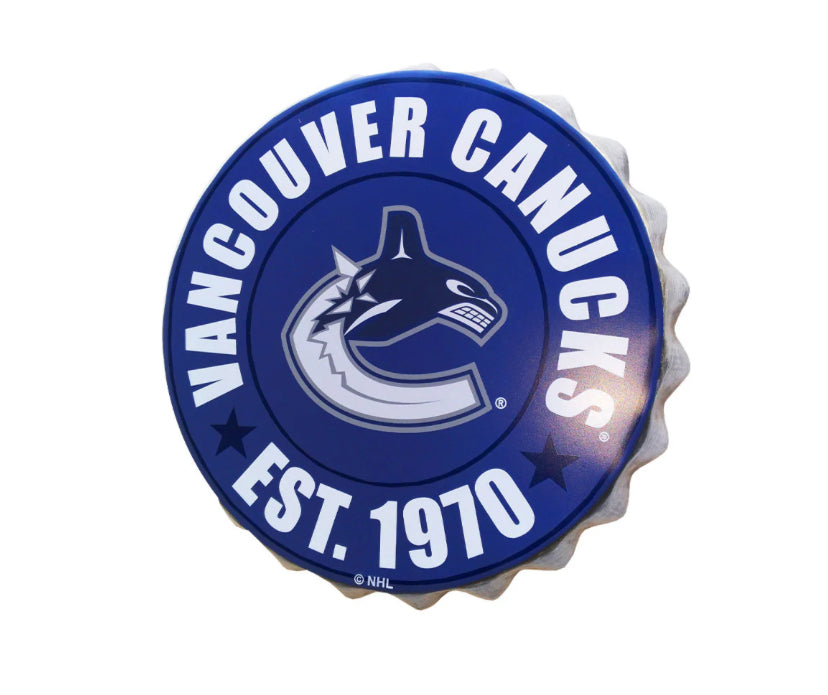 Vancouver Canucks Blue Team Logo Bottle Cap Wall Sign