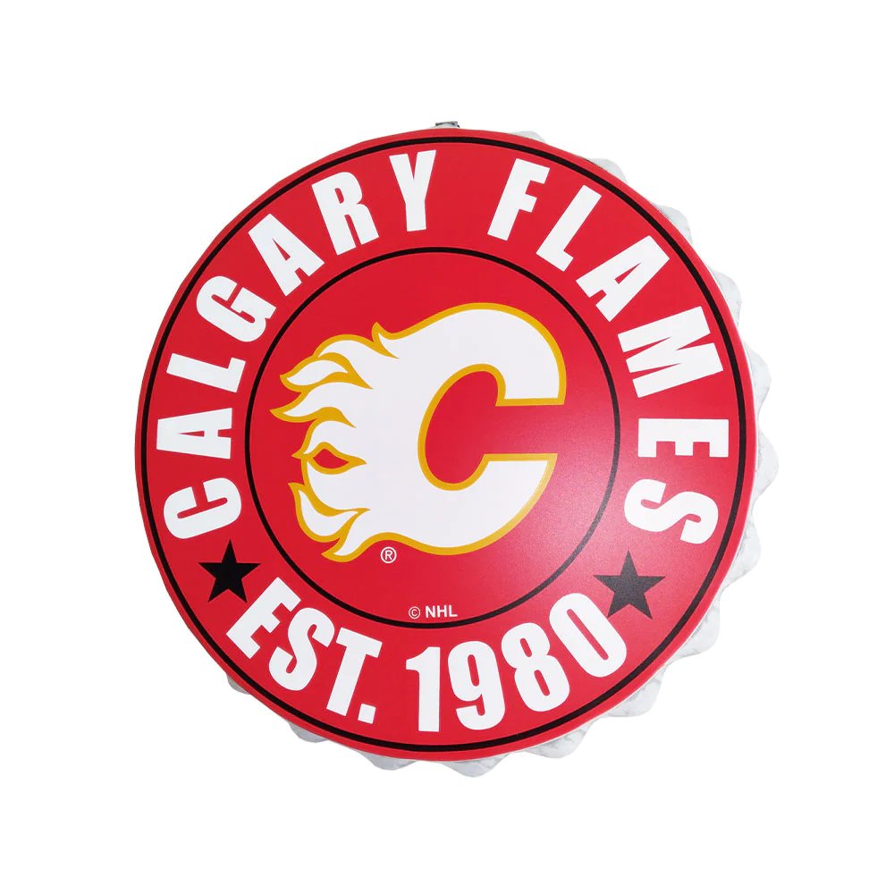 Calgary Flames Red Team Logo Bottle Cap Wall Sign