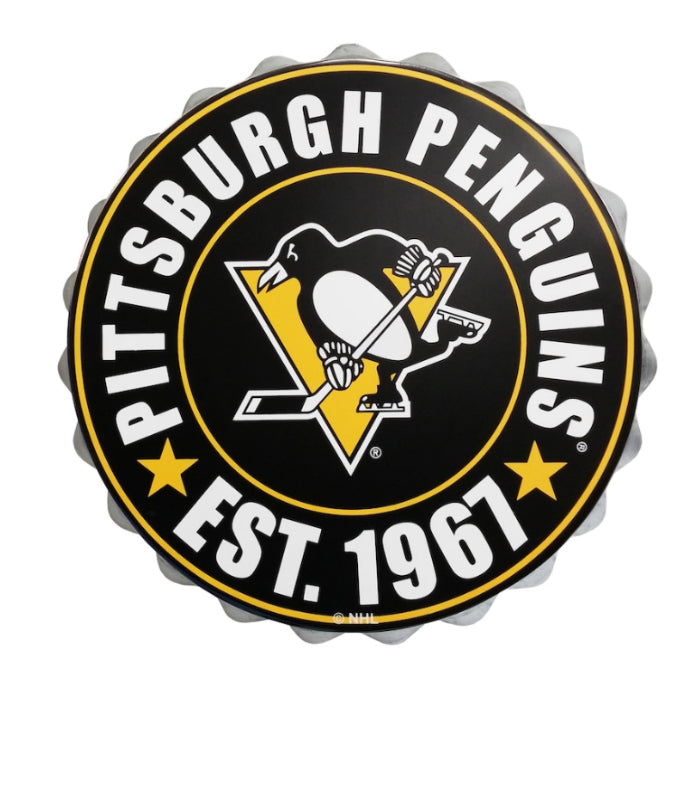 Pittsburgh Penguins Black Team Logo Bottle Cap Wall Sign