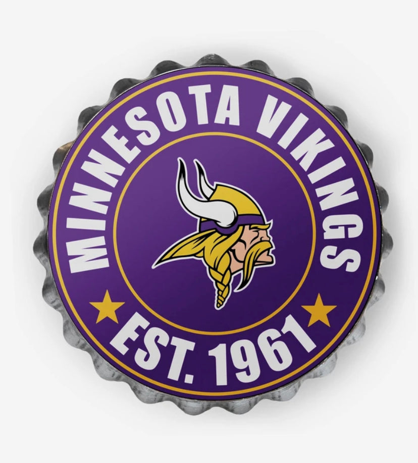 Minnesota Vikings Purple Team Logo Bottle Cap Wall Sign