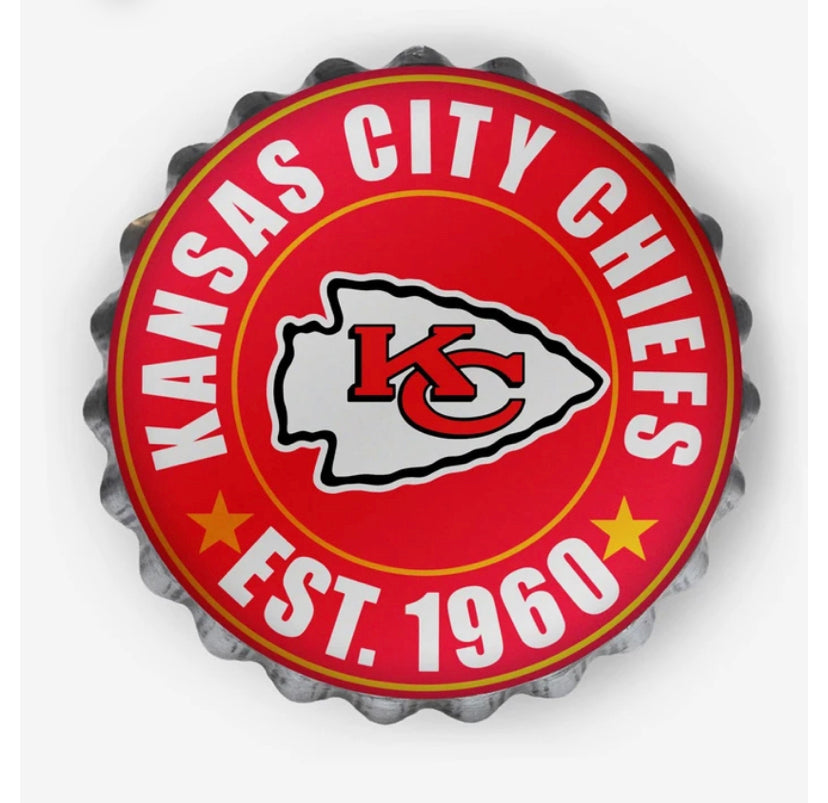 Kansas City Chiefs Red Team Logo Bottle Cap Wall Sign