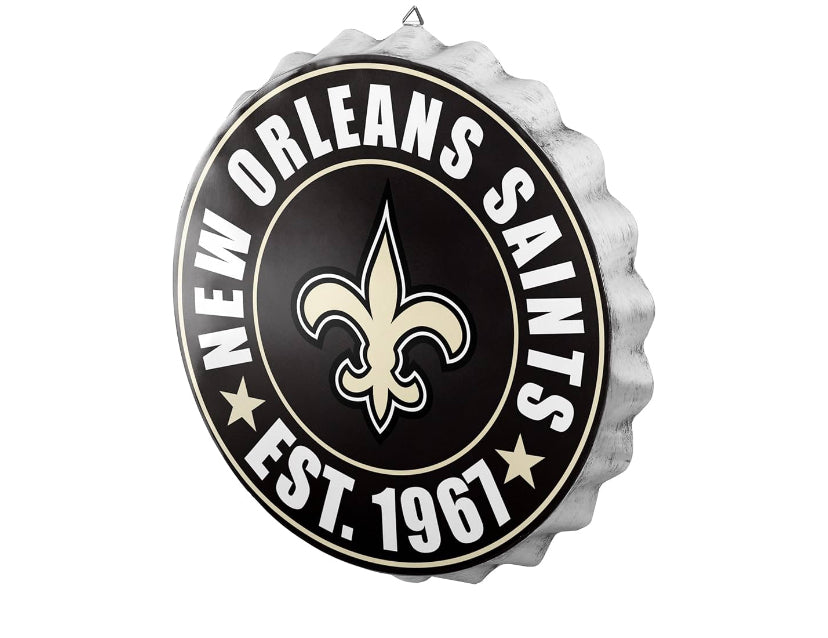 New Orleans Saints Black Team Logo Bottle Cap Wall Sign