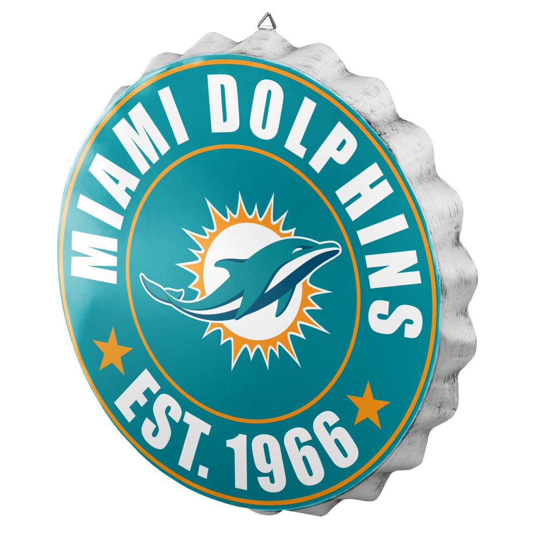 Miami Dolphins Aqua Team Logo Bottle Cap Wall Sign