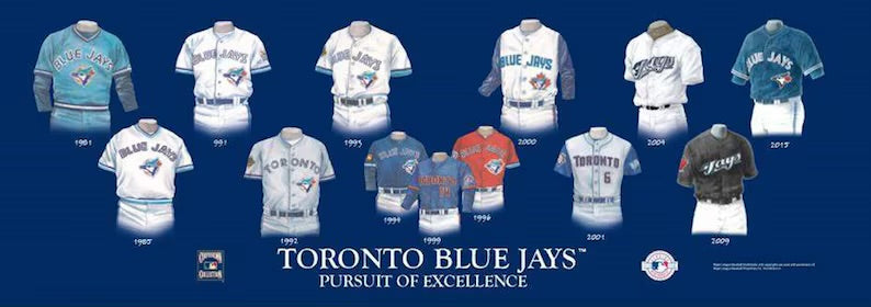 Toronto Blue Jays Legacy Jersey Evolution 8x23.5 Wall Sign