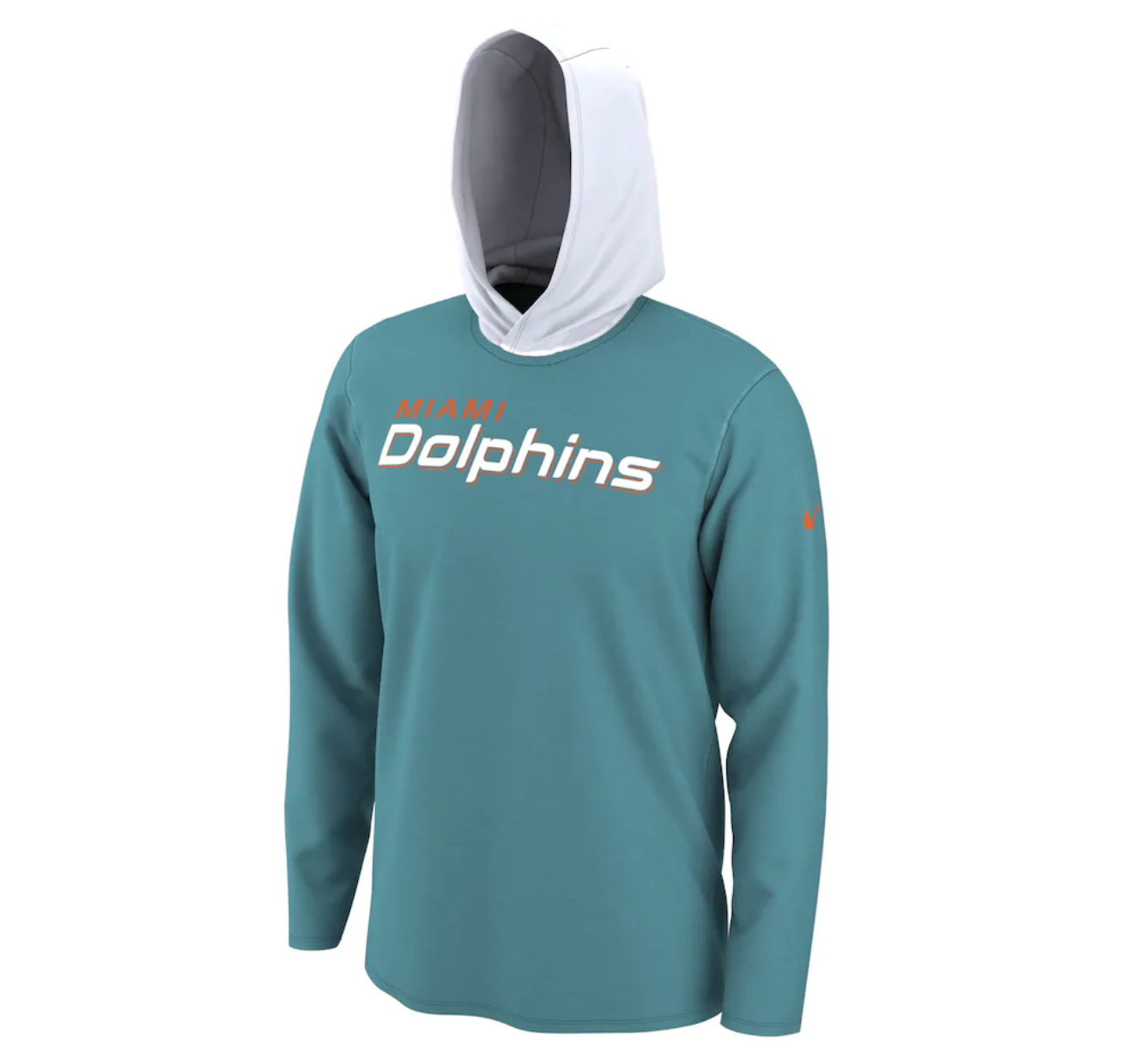 Men s Nike Aqua Miami Dolphins Helmet Performance Hoodie Long Sleeve Pro Image Sports Square One