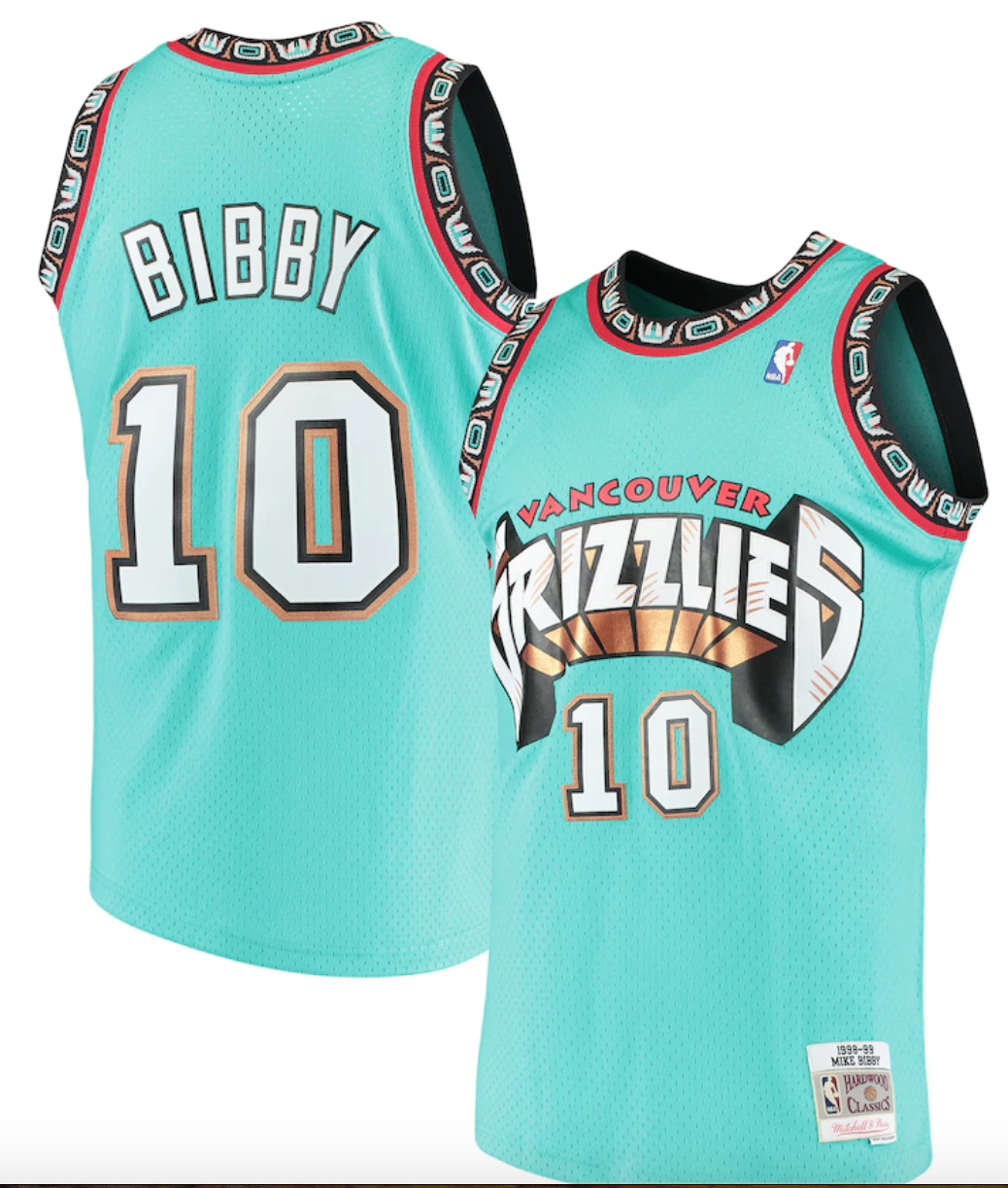 Men's Mitchell & Ness Mike Bibby Vancouver Grizzlies Teal NBA Hardwood Classics Swingman Jersey