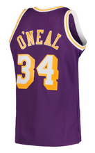 Load image into Gallery viewer, Men&#39;s Mitchell &amp; Ness Shaquille O&#39;Neal Los Angeles Lakers Purple NBA Hardwood Classics Swingman Jersey
