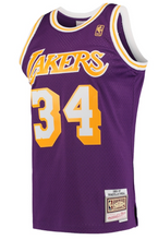 Load image into Gallery viewer, Men&#39;s Mitchell &amp; Ness Shaquille O&#39;Neal Los Angeles Lakers Purple NBA Hardwood Classics Swingman Jersey
