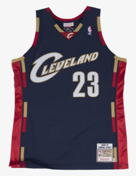 Men's Mitchell & Ness Lebron James Cleaveland Cavaliers Navy Blue NBA Hardwood Classics Swingman Jersey